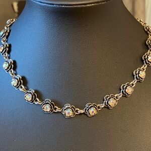 🌸Premier Designs Aurora Borealis Silver Floral Necklace